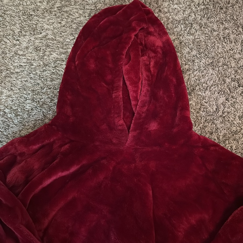 Unisex Wearable Weighted Hoodie Blanket has Pocket One Size Fits All Burgundy ❤️ - Picture 10 of 12